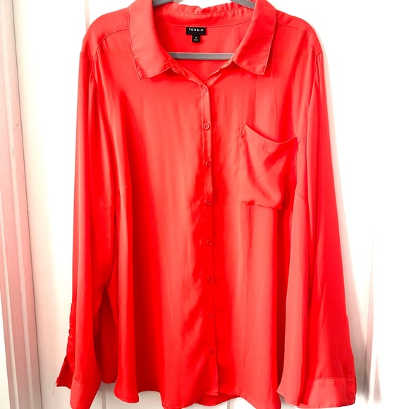 Torrid Orange Madison Button Down Blouse Size 4 - Picture 1 of 5